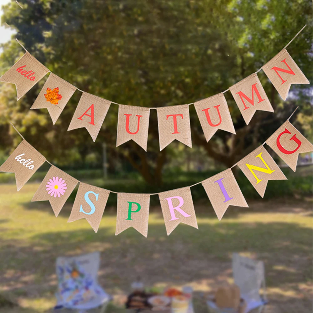 1 шт. hello AUTUMN коричневый баннер с буквенным принтом кленовые листья овсянка лен