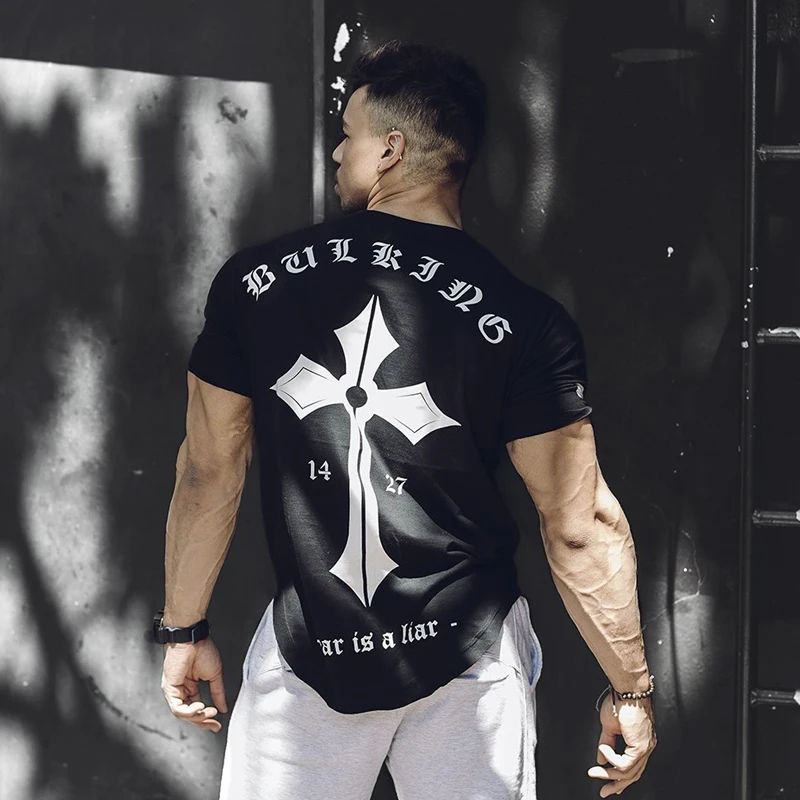 

Men's T-Shirt Sports and leisure trend quick-drying printed short sleeves Gym Running Training Stretch Sportswear T-Shirt