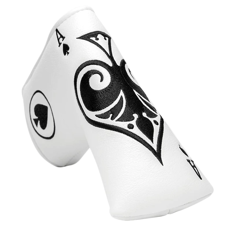 

1 Pcs Poker Ace Blade Putter Cover Magnetic Putter Headcover Head Cover For Blade Putters - Golf Putter Cover White