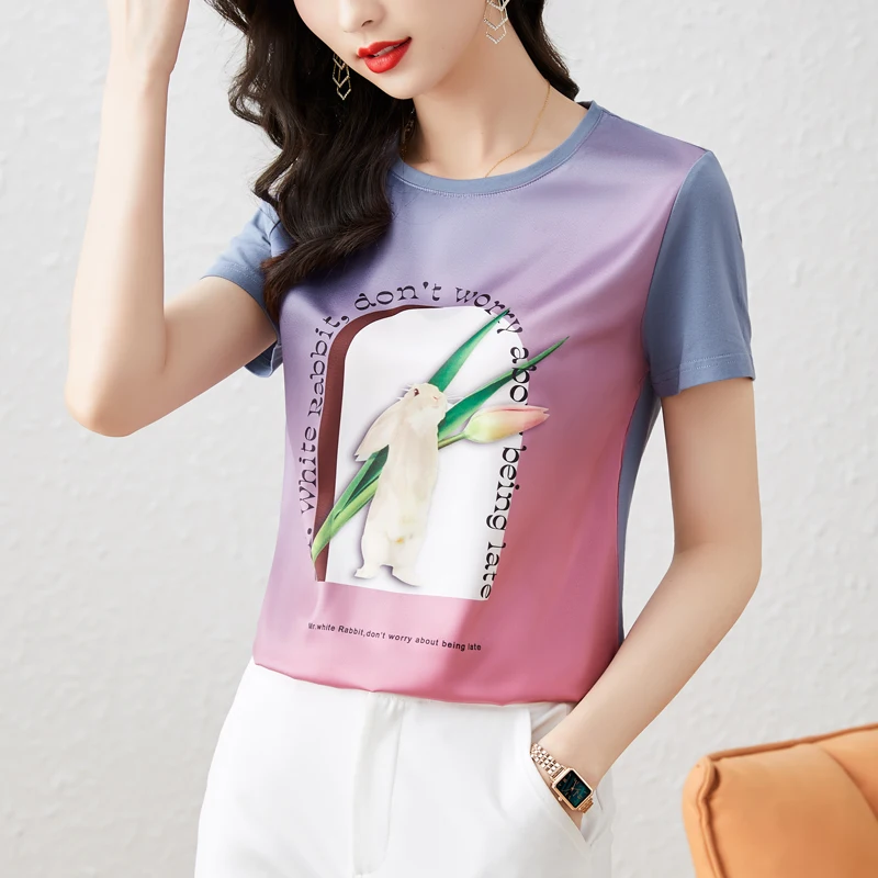 Fashion O-Neck Printed All-match Blouse Women's Clothing 2023 Spring New Loose Casual Pullovers Short Sleeve Korean Shirt