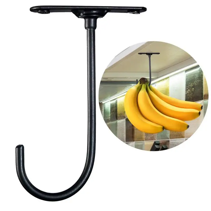 

Banana Hook Foldable Under Cabinet Hooks Metal Banana Hanger Multi-functional Hook For Utensils Pot Pans Keys Kitchen Organizer