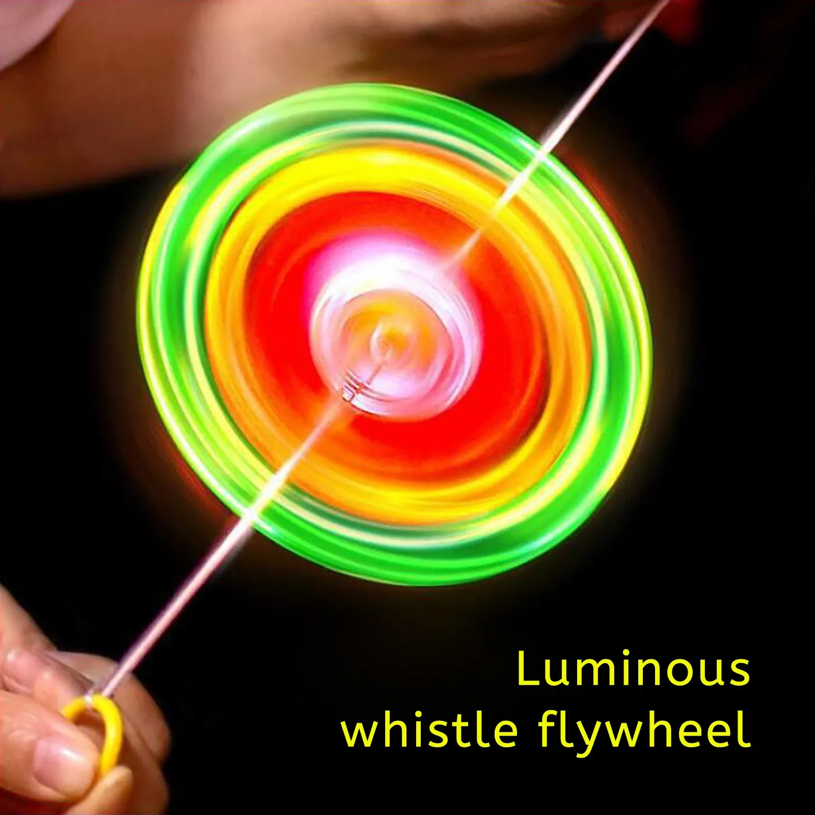 

1pc Creative Bracing Wire Luminous Gyro Kids Toy Flywheel Flash Spinning Top Light-emitting Fitness Shining Pull Line Flywheel