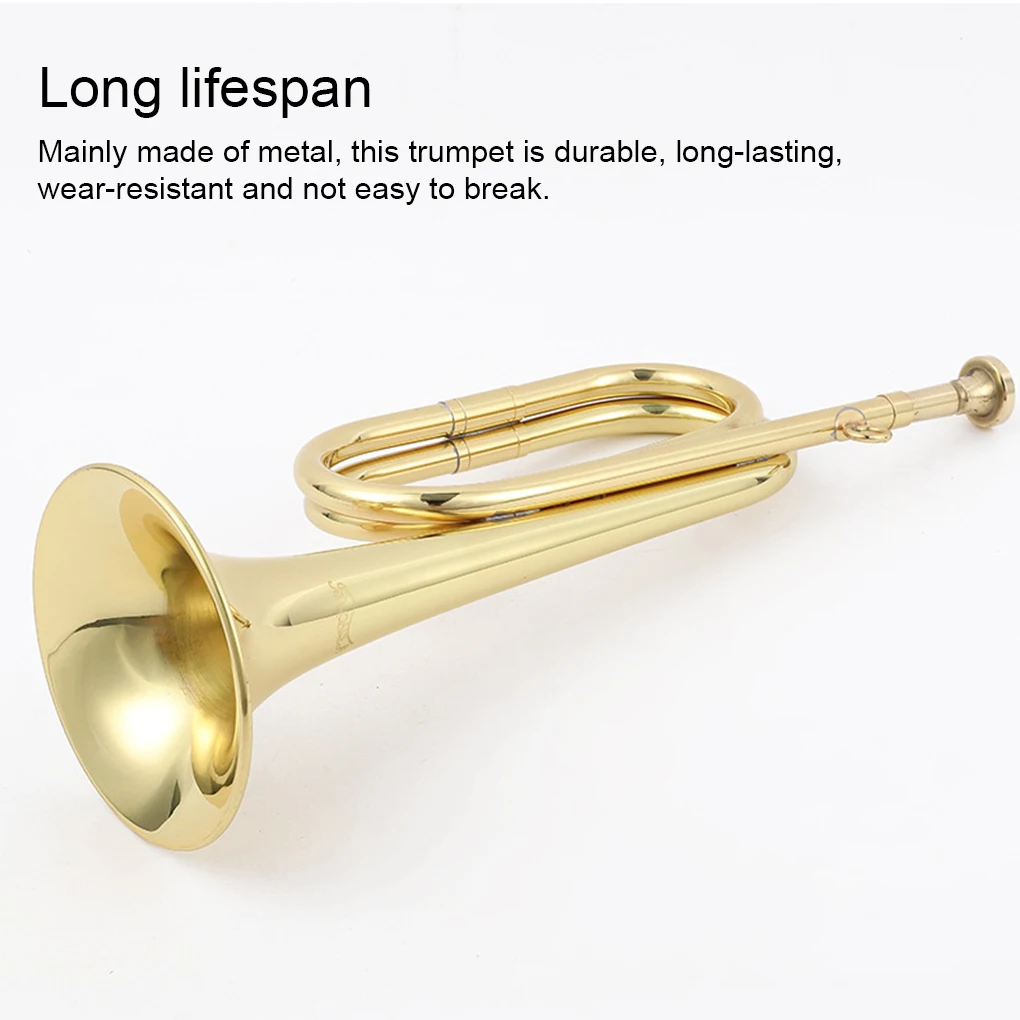 

Home School Adults Kids Portable Metal Bugle Call Battle Trumpet Party Banquet Parade March Band Trumpets Gift