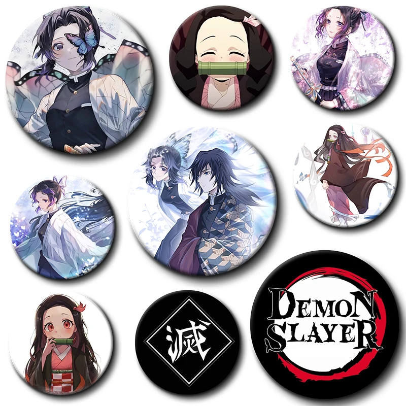 Demon Cartoon Pin Badge Agatsuma Zenitsu Kanroji Mitsuri Kochou Shinobu Tsuyuri Kanao Kamado Tanjirou Nezuko Anime Brooch