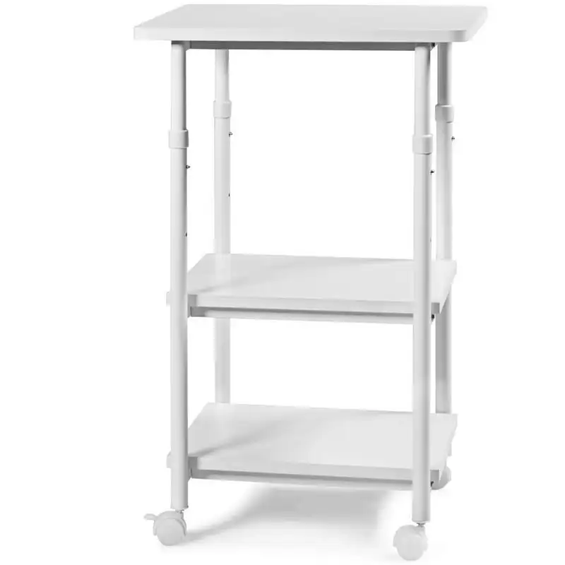 

3-Tier Rolling Printer Cart Stand White