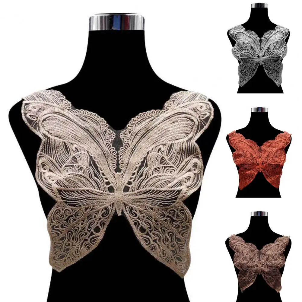 

Практичная сетчатая аппликация с вышивкой, съемная Экологически чистая кружевная нашивка с бабочкой для одежды, декоративная Кружевная аппликация