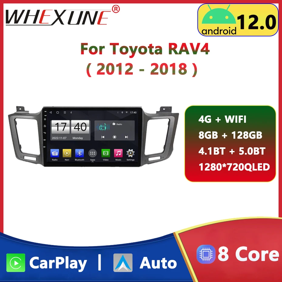 

4G 2Din Android 12 Auto Car Radio Multimedia Video Player For Toyota RAV4 4 XA40 5 XA50 2012-2018 Navigation GPS WIFI BT Carplay