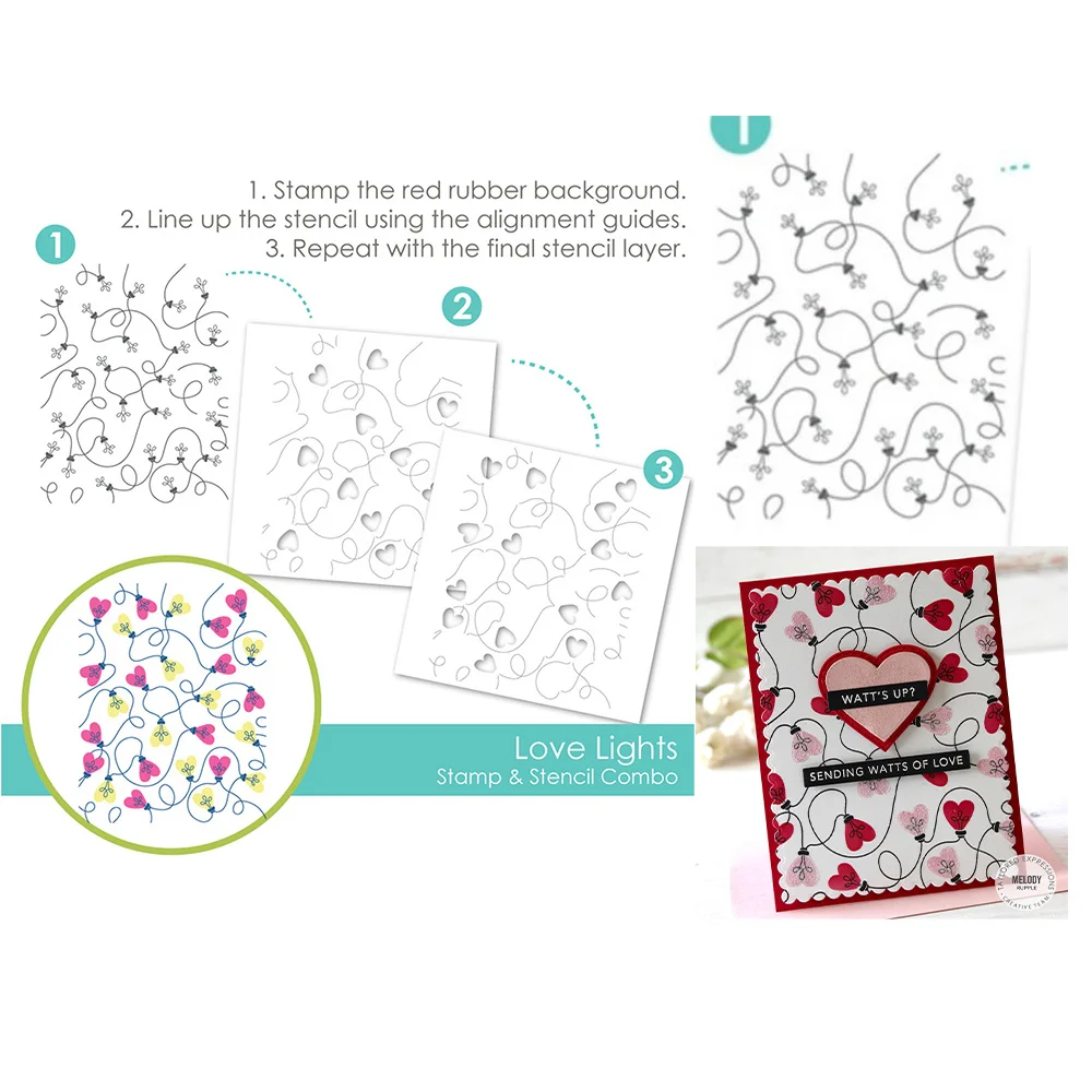 

2022 Hot Sale Love Lights Stamps Diy Gift Card Scrapbook Paper Craft Knife Molds Blade Punch Reusable Decorate Embossing Stencil