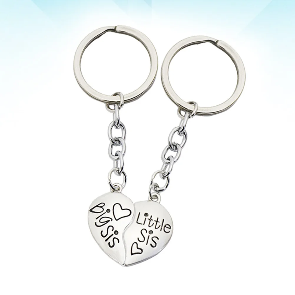 

2pcs Ker Rings Creative Durable Metal Decorative Letter Bag Pendant Keyring Key Holder for Girl Bestie Sister Woman