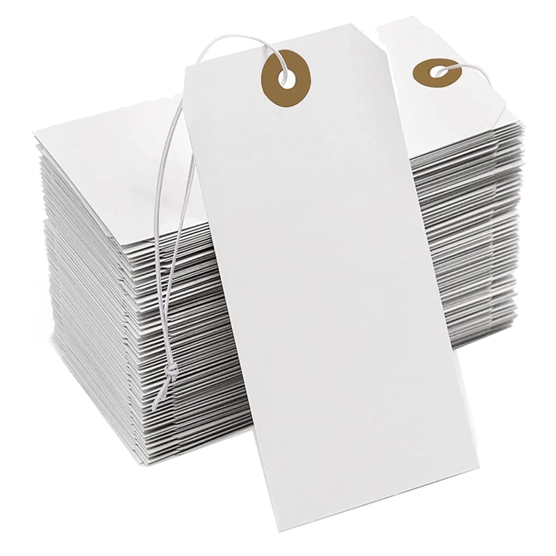 

Large Reinforcing Hole Paper Tag With String Attached,200 Pcs Paper Hanging Tags With Elastic Rope Attached
