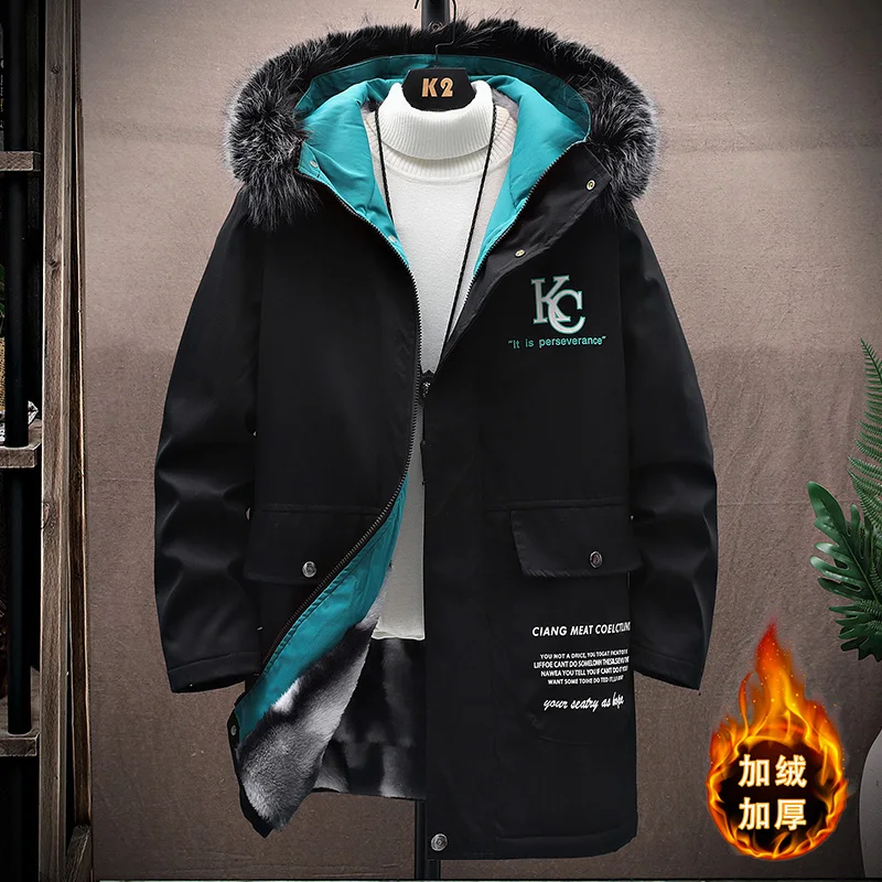 

Мужская зимняя парка, длинная теплая Толстая куртка с капюшоном, Мужская Осенняя верхняя одежда, одежда, Классические ветрозащитные парки, ...
