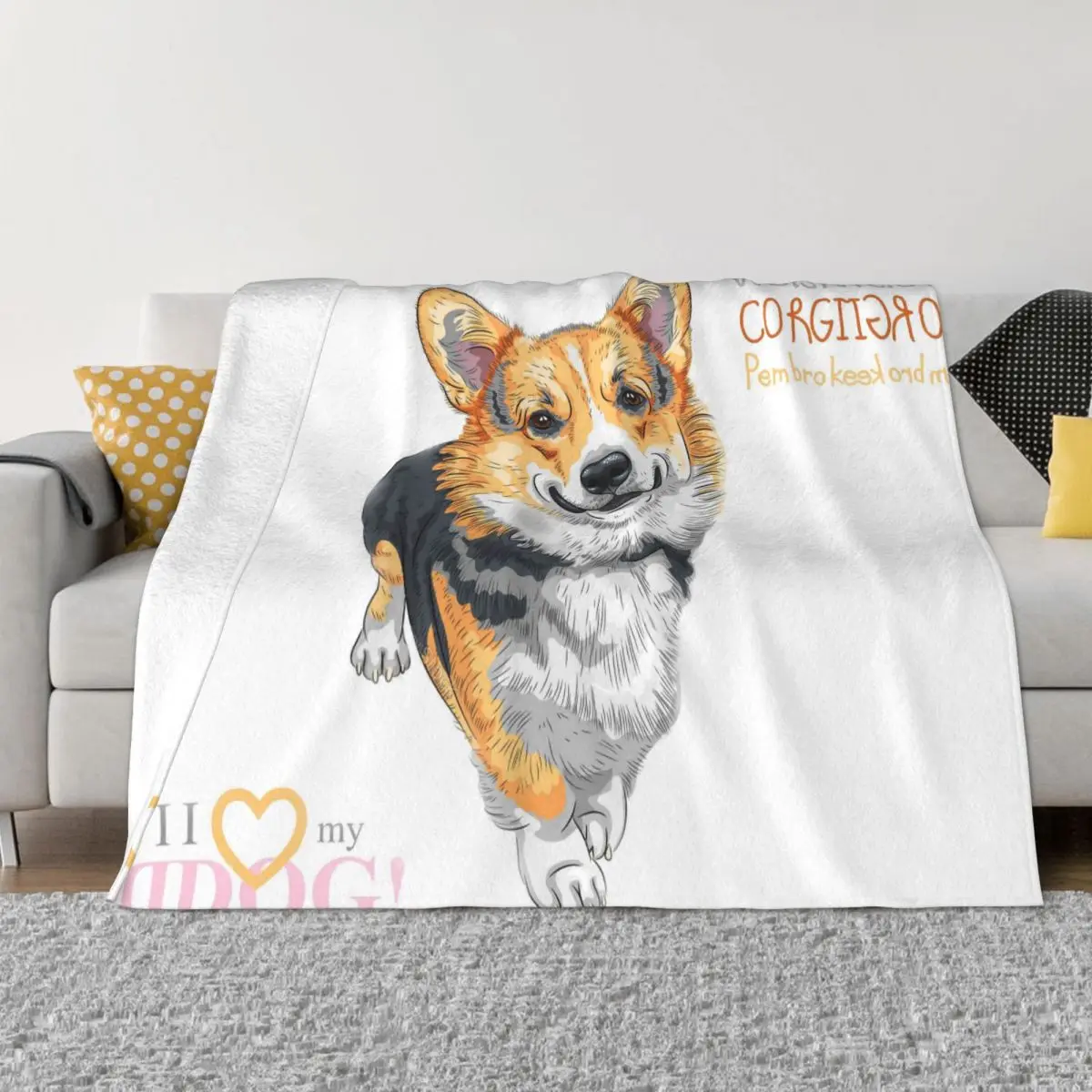 

Милые мягкие одеяла Corgi, флисовое покрывало для спальни