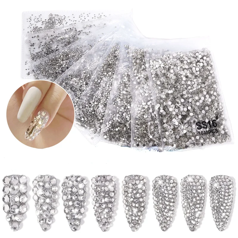 

SS3-ss16 1440Pcs Clear Crystal Ab Gold 3D Niet Hotfix Plaksteen Nail Art Rhinestones Decoraties Schoenen en Dansen Decoratie