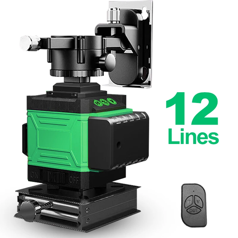 

LIBITE 12 Lines 3D Laser Level Self-Leveling 360 Horizontal And Vertical Cross Super Powerful Green Laser Level Remote Control