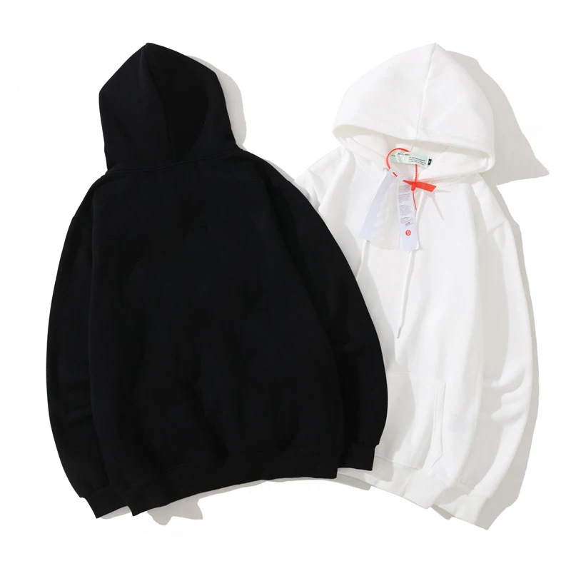 

Men's Hoodies Painted Arrow Diagonal Stripes Loose Hoodie Plus Velvet Sweatshirts Fashion OW Men and Women Couple Jacket Hoody