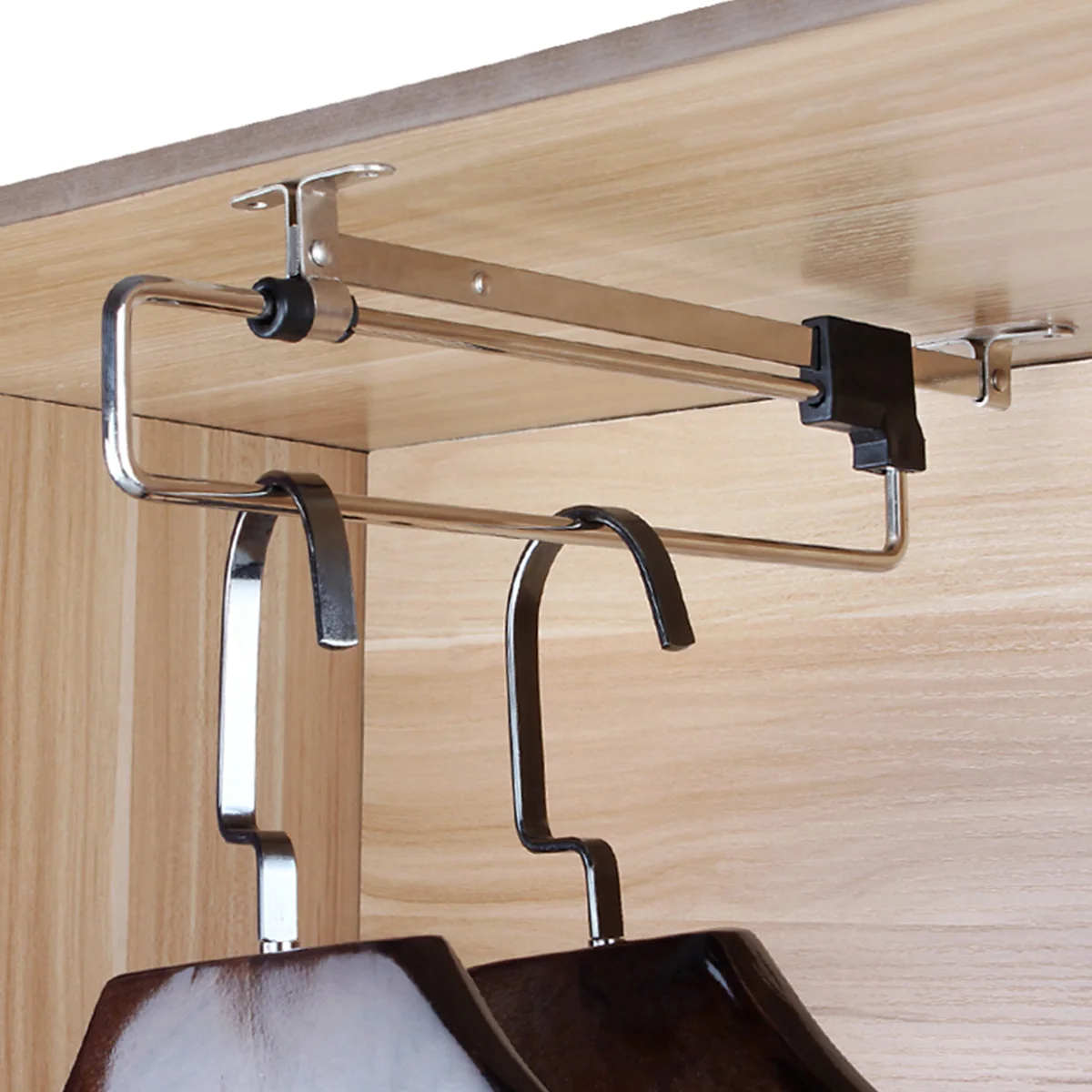 

Rail Wardrobe Clothes Hanging Hanger Rodbar Closet Adjustable Coat Out Retractable Rails Extendableracks Down Wall Tie Rack