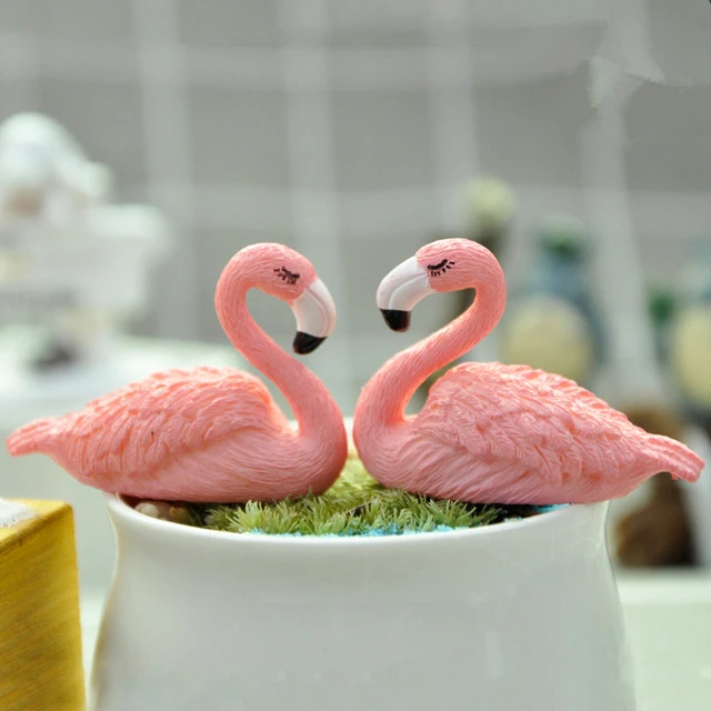 

Micro Flamingo Figurine Miniature Animals Ornaments Resin Craft Mini Fairy Garden Decor Home Ornament DIY Accessories