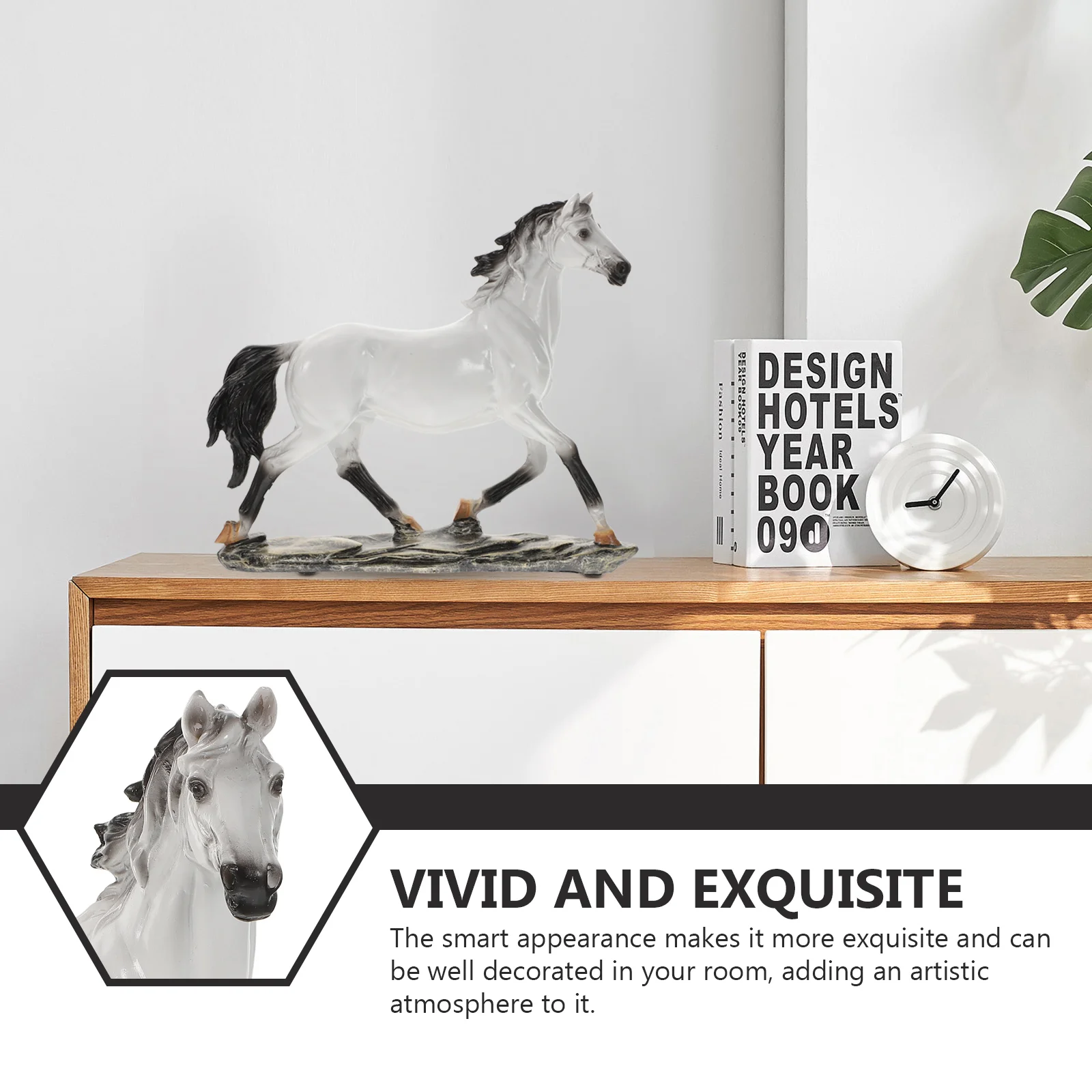 

Imikeya Vintage Decor Horse Figurine Collectible Home Office Tabletop Ornaments White Statue Chinese