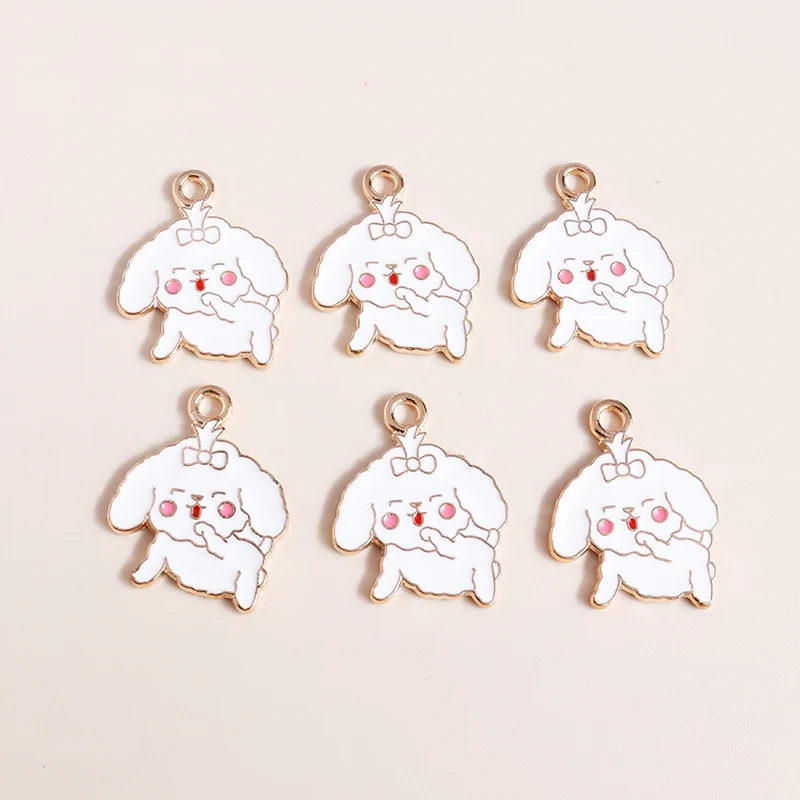 

10pcs 19x23mm Cute Enamel Animal Dog Charms Pendants for Making Drop Earrings Necklaces DIY Handmade Keychains Jewelry Findings