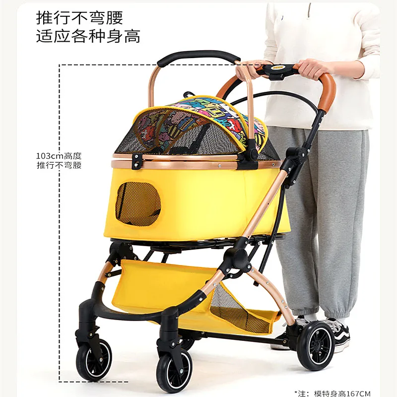 medium and large dog pet cart one-click folding lightweight compact Corgi French Dou Bago outdoor travel big pull