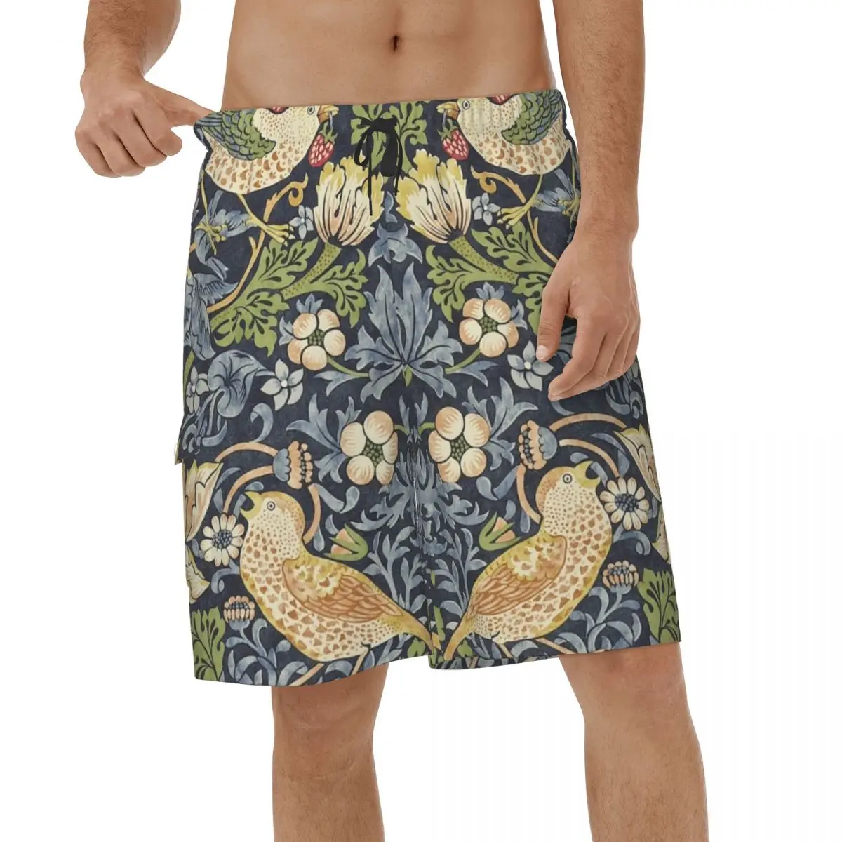 

Printed Shorts William Morris Strawberry Thief Summer Men's Beach Board Shorts Vintage Floral Men Swimming Shorts