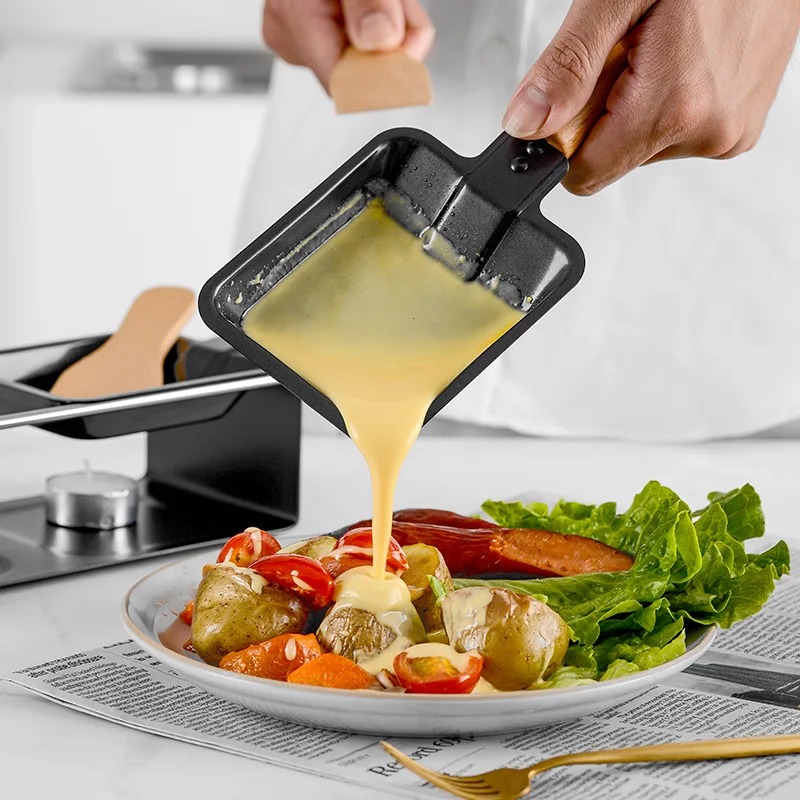 

Cheese Melter Raclette Grill Nonstick Raclette Grill Set Mini Cheese Melting Pan With Wooden Handle Oven Grill Plate Accessories