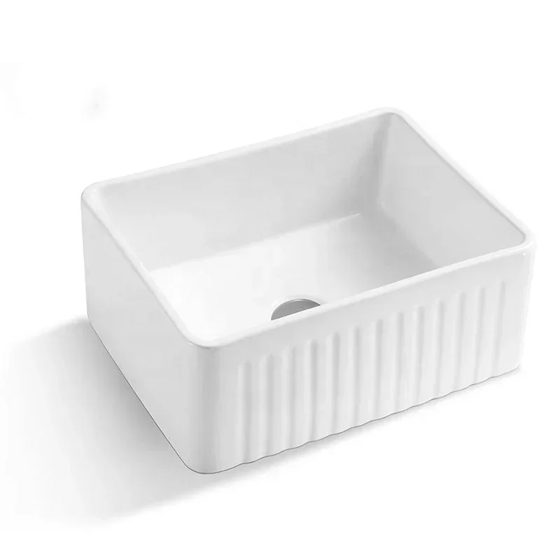 Популярный дизайн белая керамическая одинарная чаша для мытья ручная кухонная