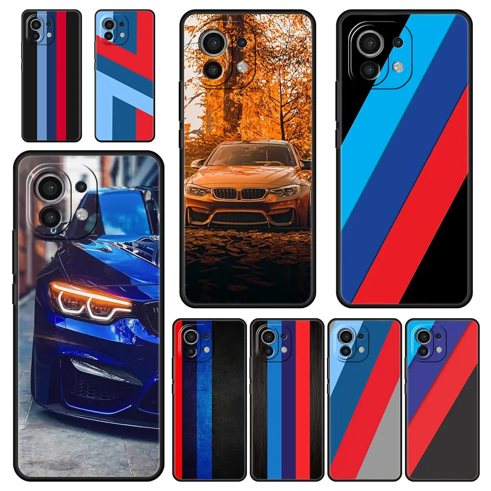 

Blue Red Sport Car Line Phone Case For Xiaomi Mi Poco X4 X3 NFC M3 M4 Pro Note 12 10 Lite 11 10T 11X Pro 5G 9T 11i Cover