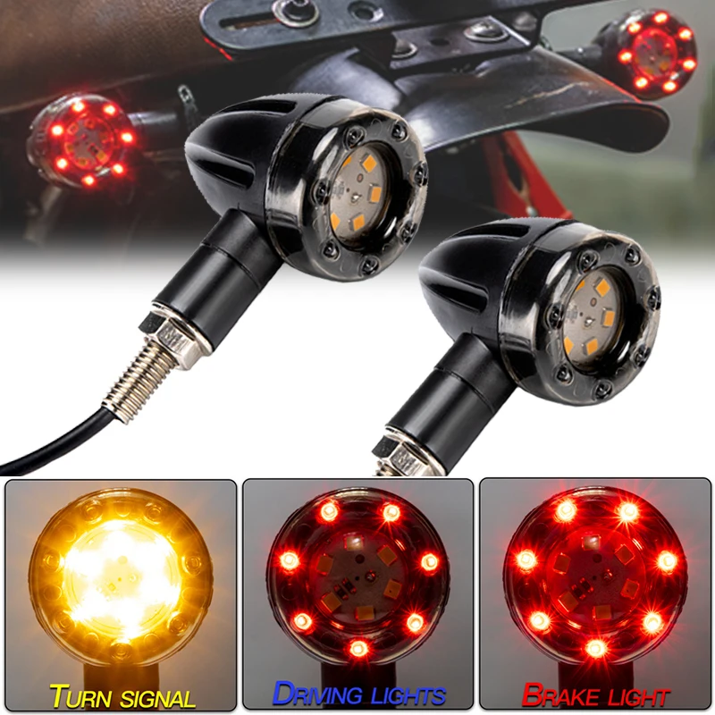 

2Pcs Motorcycle Bullet Taillight LED Motorbike Turn Light Brake Lamp Daytime Running Lamp Plastic Moto Styling Refit Accessories