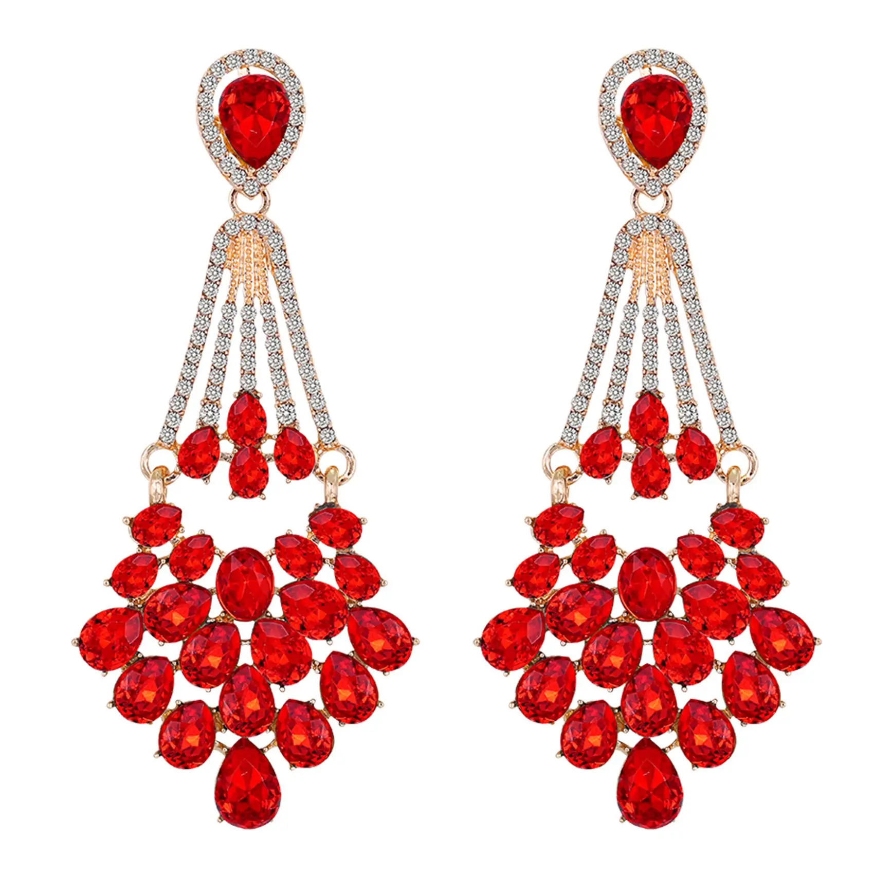 

Vintage Elegant Crystal Rhinestone Dangle Earrings Water Drop Tassel Earring Classic Party Dangle Fashion Women Gift B