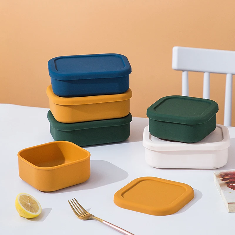 

Silica Gel Square Lunch Box Silica Gel Crisper Box Bento Box Microwave Heating Silica Gel Square Refrigerator Sealed Storage Box