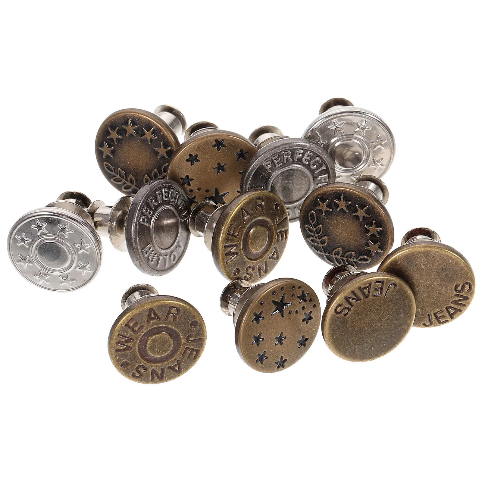 

12Pcs Waist Nail-free Adjustable Jeans Buttons Simple Waist Buttons for Jeans Clothes Trousers