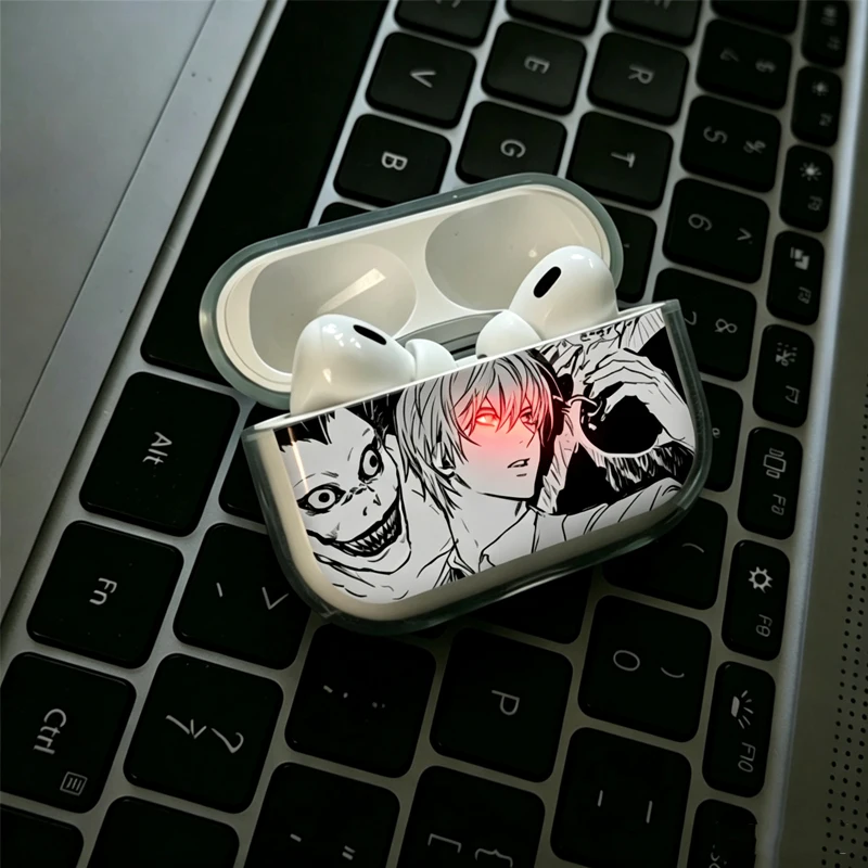 Фото Чехол для наушников Apple AirPods 4 1 2 3 Pro с мультяшным дизайном Death Note: Ягами, Лайт, Лоулайт, Рюк. Защитный чехол для AirPods в стиле аниме. №1