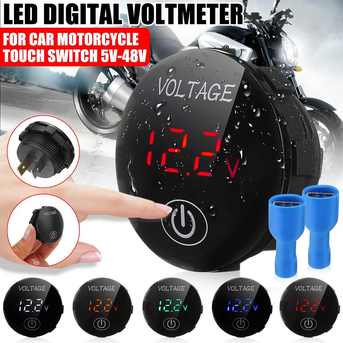 

DC 5V-48V LED Panel Digital Voltage Meter Car Motorcycle Battery Capacity Display Voltmeter with Touch ON/OFF Switch