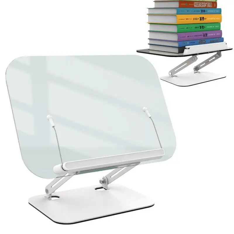 

Book Stand Acrylic Clear Holder Folding Desk Riser For Books Book Accessories Desk Stand With Page Clips For Magazines Sheet