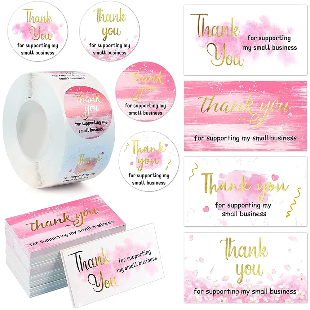 

50/500PCS Thank You for Supporting My Small Business Greeting Cards Party Gifts Packaging Decoration Labels Seals Stickers