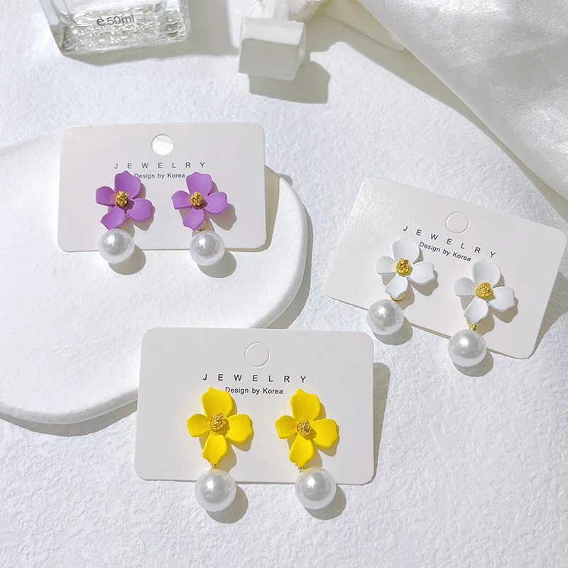 

Women dangle earrings 2020 Flower aliexpress online shop Stud earrings Pendientes verano серьги Женскиe Summer Metal jewelry
