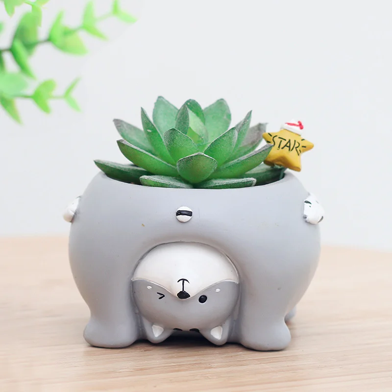 

7cm Resin Inverted Animal Flower Pot Kawaii Home Decoration Accessories Nordic Modern Creative Vase Study Desk Ornament
