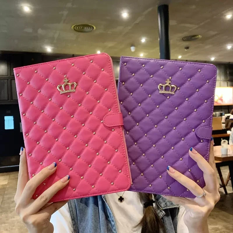 

For iPad Pro 2021 2020 Air 5 4 3 2 1 10.2 9th 8th 7th 9.7 5th 6th Mini 6 10th 2022 10.9 Luxury Crown Smart Wake Leather Cover