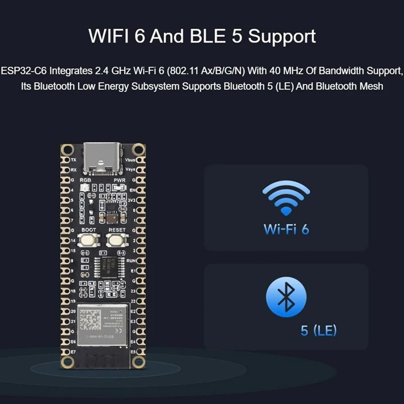Плата разработки ESP32-C6-Pico Микроконтроллер Wi-Fi 6 Модуль ESP32-C6-MINI-1 поддерживает ESP-IDF
