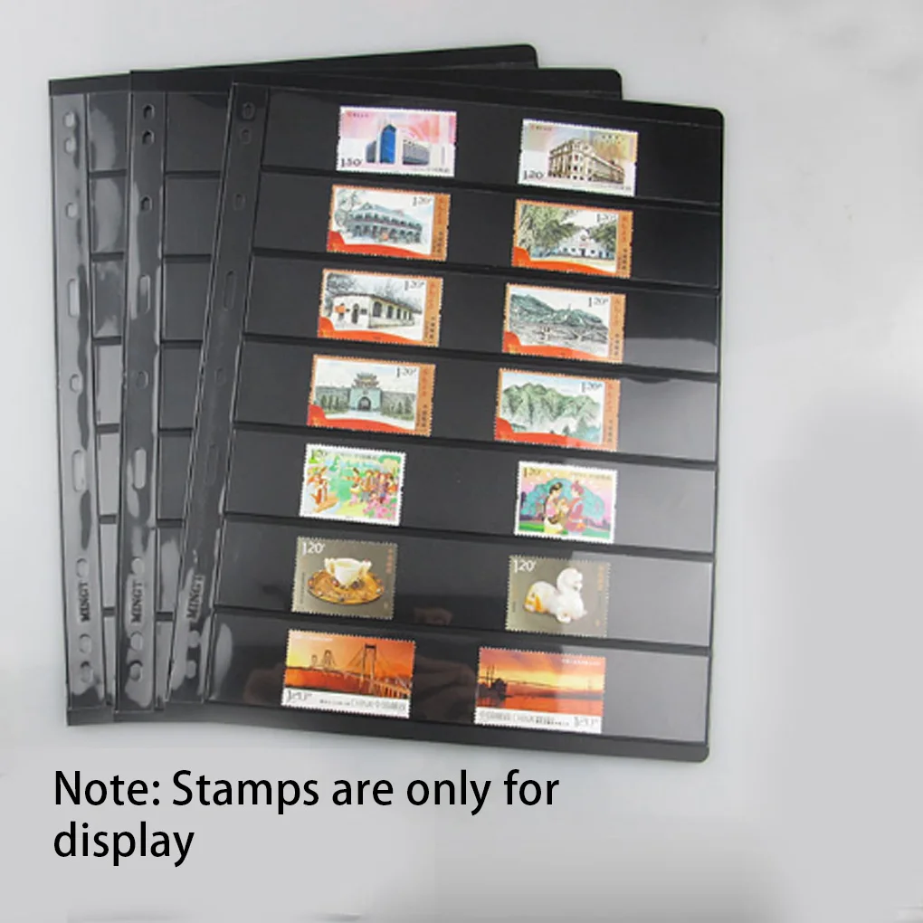 

10 Pieces Stamp Album Loose-leaf Inner Pages Assortment Portable Paper Money Photos Holder with Binding Hole Binder Accessories