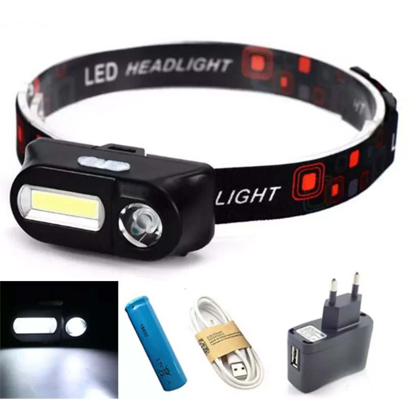 

Светодиодный налобный фонарь COB XPE с USB, 6 режимов, высокомощный налобный фонарь, USB аккумуляторная лампа, светильник для кемпинга, бесветильн...