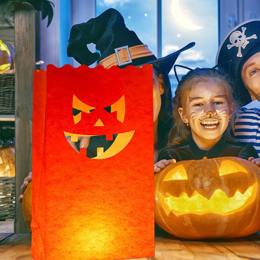 24 шт. тыквенный бумажный пакет сумки светящиеся украшения на Хэллоуин фонарики