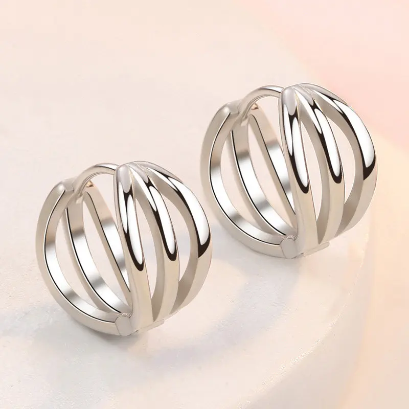 

S925 Sterling Silver Earrings 10MM Hollow Round Hoop Earrings For Women Fashion Wedding Gift Jewelry