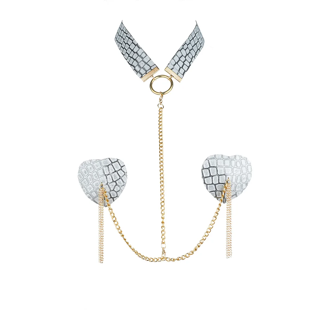 

Sexy Nipple Cover Reusable Pasties With Metal Chain Choker Collar Body Chain Nipple Chain Necklace For Party Cosplay Accessories