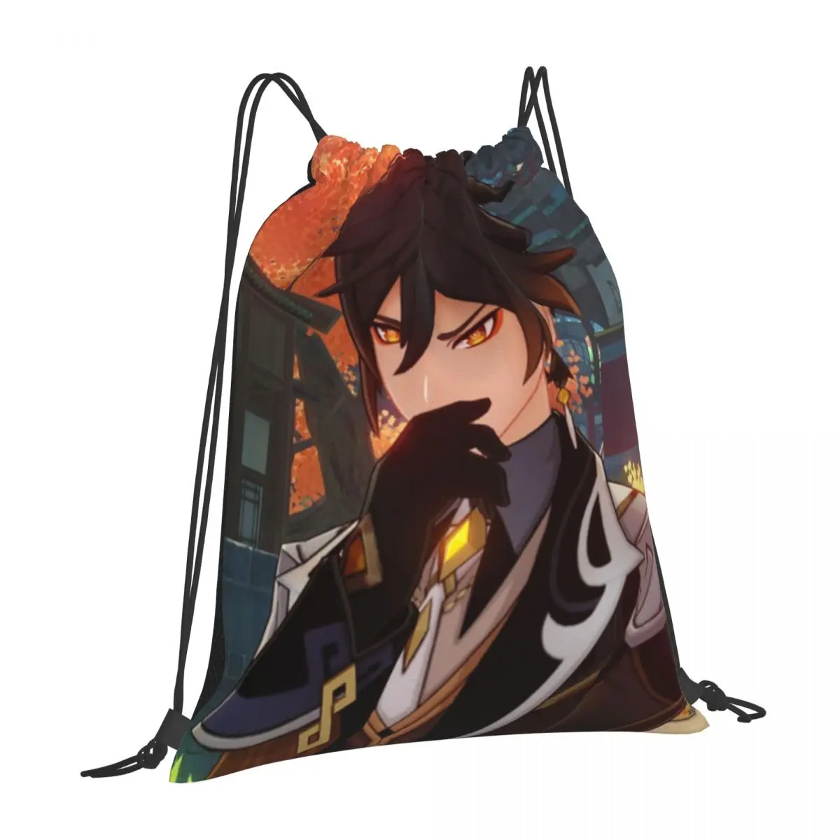 

Zhongli 2479 Drawstring Bags Backpacks Popular Anime Print Drawstring Bag Travel Sport Outdoor Storage Bag