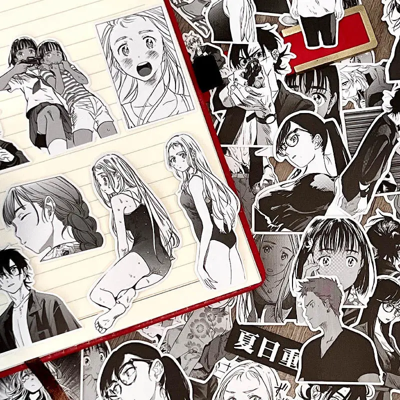 

Black and White Manga Ledger Sticker Summer Time Rendering Ledger Notebook Guitar Diary Sticker
