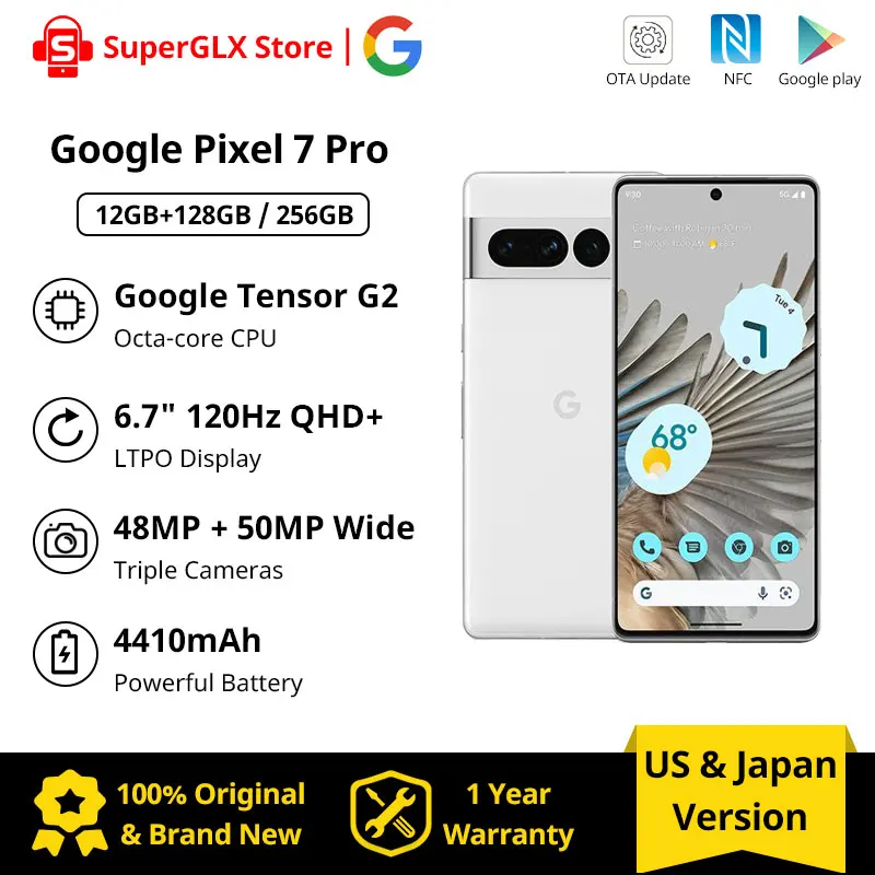 2022 New Google Pixel 7 Pro 5G Smartphone 12GB RAM 128GB/256GB ROM 6.7