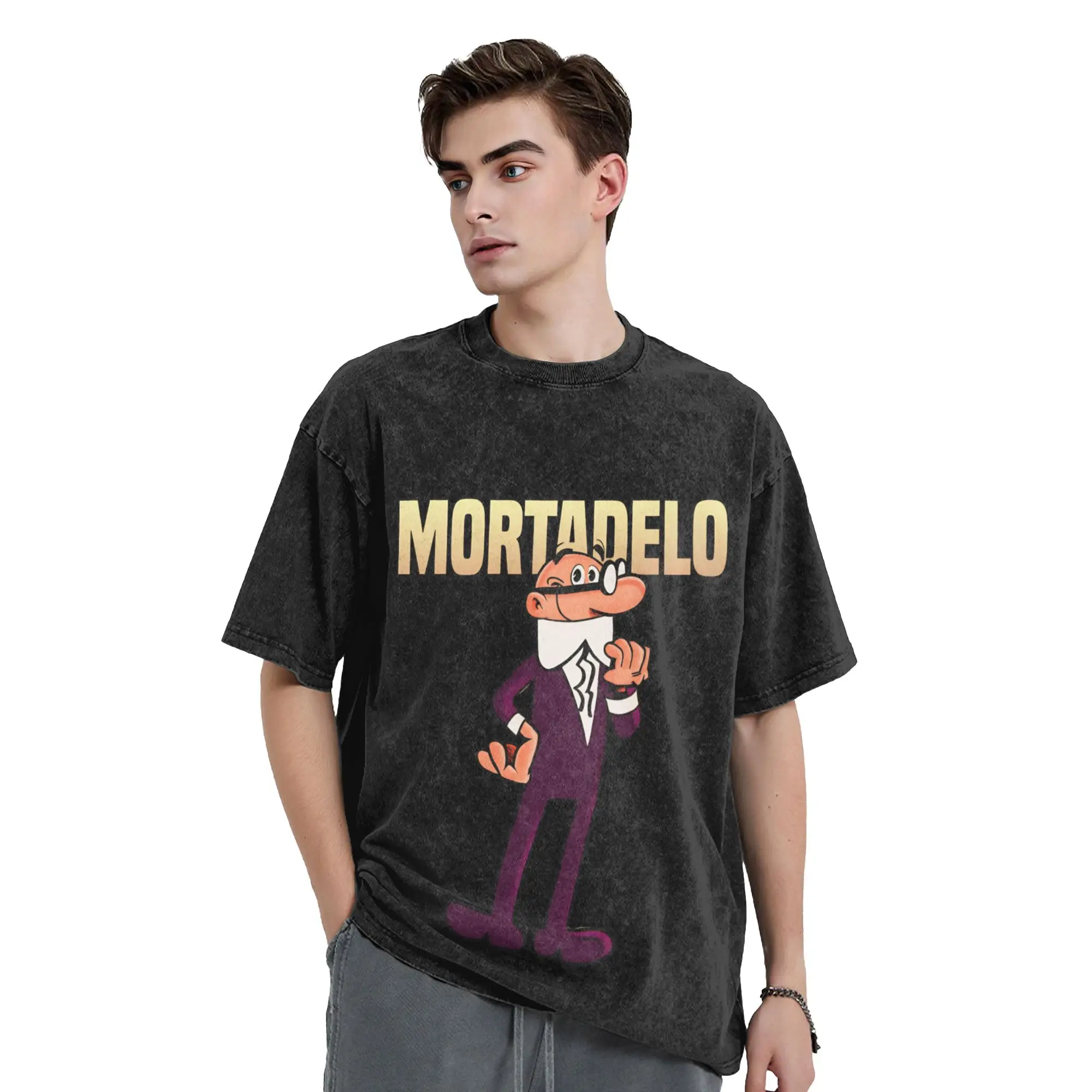 Фото Футболки Mort & Phil Mortadelo y Filemón для мужчин, классические футболки из чистого хлопка, классические футболки с круглым воротником, одежда с короткими рукавами, классическая одежда №3