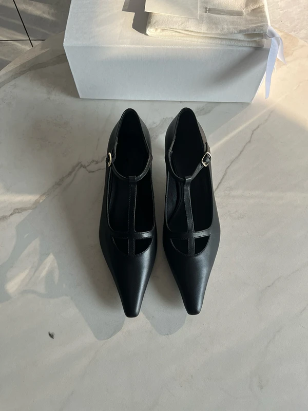 Maxdutti 2024 модные элегантные Т-образные кожаные сандалии на каблуке женские A/W